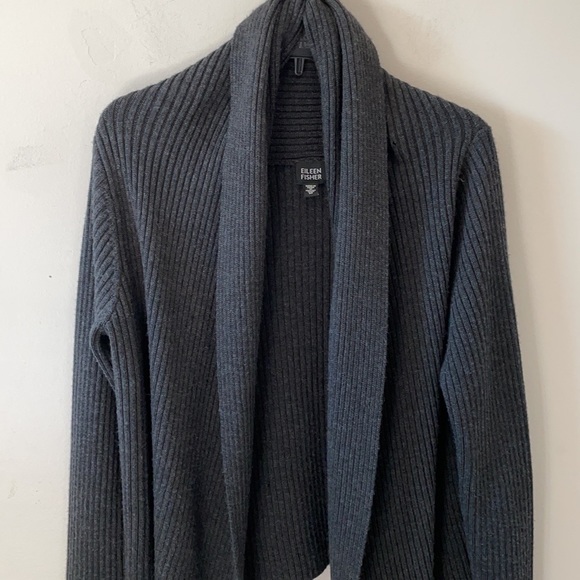 Eileen Fisher Open Front Wool Cardigan - Size M - Picture 5 of 8